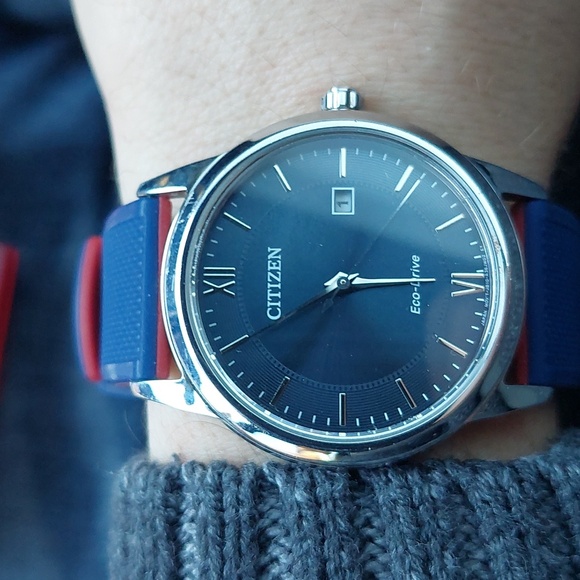 Citizen Eco-Drive Navy and Silver Watch - Picture 1 of 5